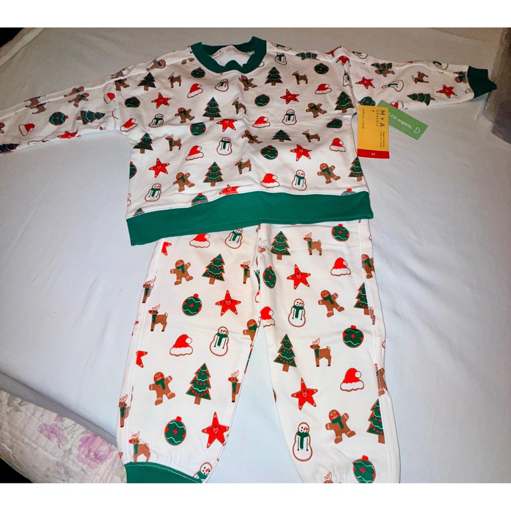 Monica + Andy Sweatsuit Kids 2T‎ White New Holiday Organic Cotton Sporty Set